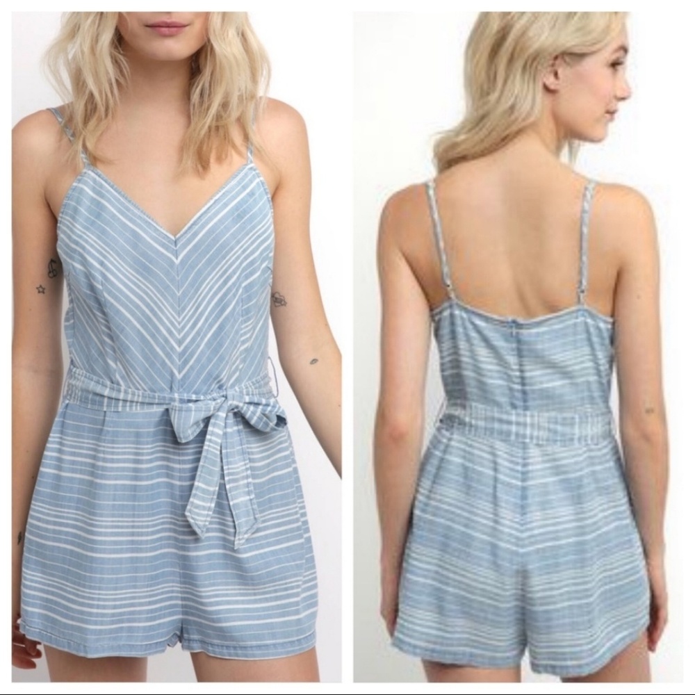 Chambray | BB Dakota Bare Striped Chambray Romper